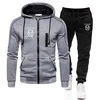 Mens Tracksuits Casual Sweatpants Print Zipper Hooded Sweatshirt Fashion Versatile Jacket Coat Outdoors Jogging Sports Clothing 6