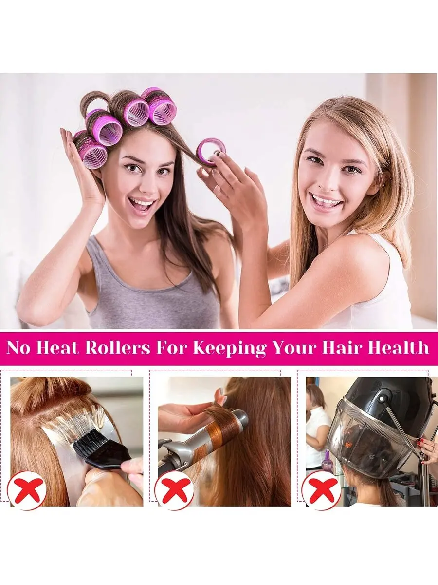 28-Piece hair curler set with 18 self-holding curlers and 10 stainless steel duck clips Value set for women or girls with long o