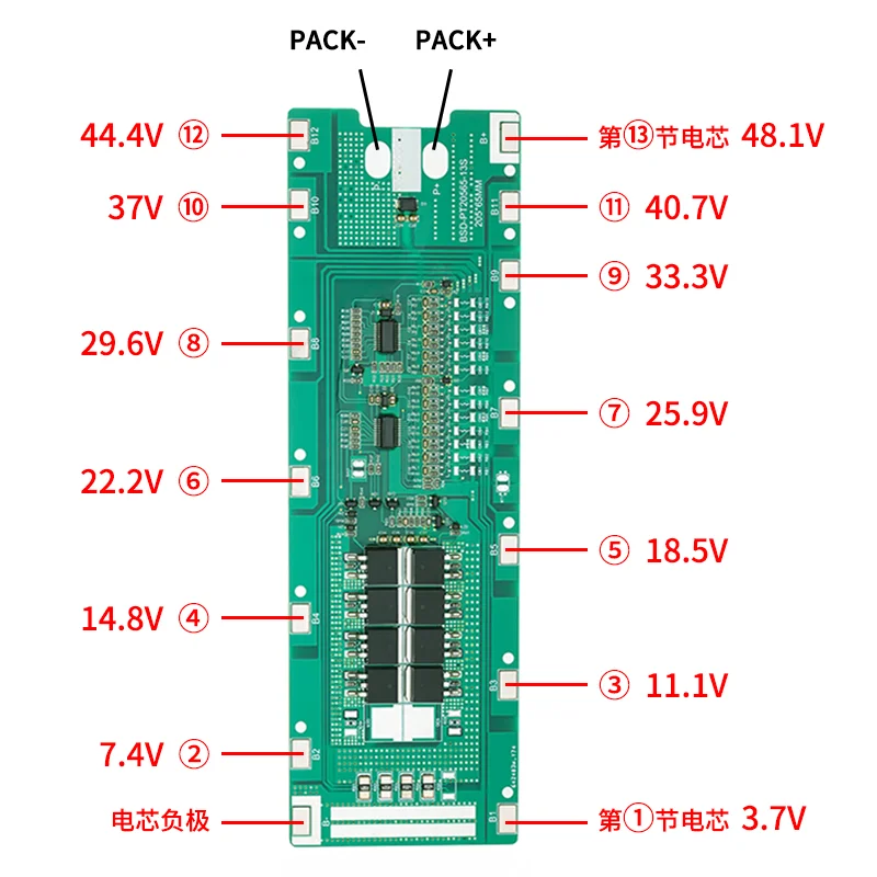 Bisida 13S 48V 30A BMS 18650 lithium battery pack protection board rechargeable for Electric bicycles e-scooter e-bike
