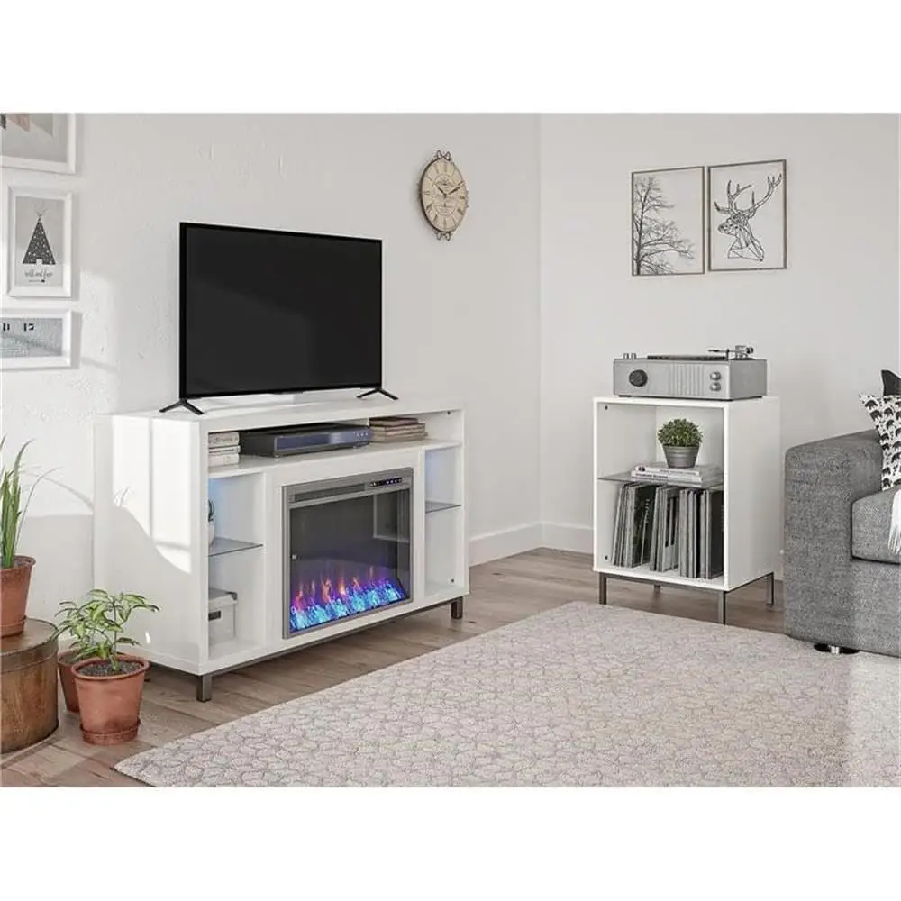 Lumina Electric Fireplace TV Stand TVs up to 48 Inch with Adjustable 7-Color LED Remote Control Heater Timer Media Storage 4