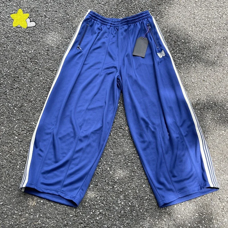 Casual Pants Oversize Wide Leg Striped Sweatpants Men Women Butterfly Embroidery Jogger Drawstring