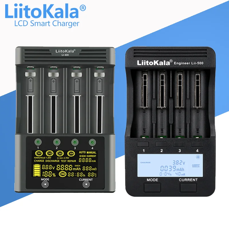 LiitoKala Lii-600 Lii-500 Lii-500S Lii-M4 Lii-M4S LCD 3.7V 1.2V 18650 26650 16340 14500 18500 20700B Battery Charger 1