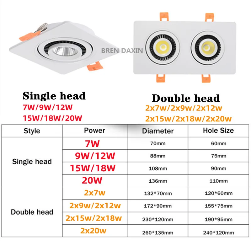 디밍이 가능한 Led 다운 라이트 Led 스포트 라이트 AC85-265 COB 천장 조명 거실 침실 주방 인테리어 조명