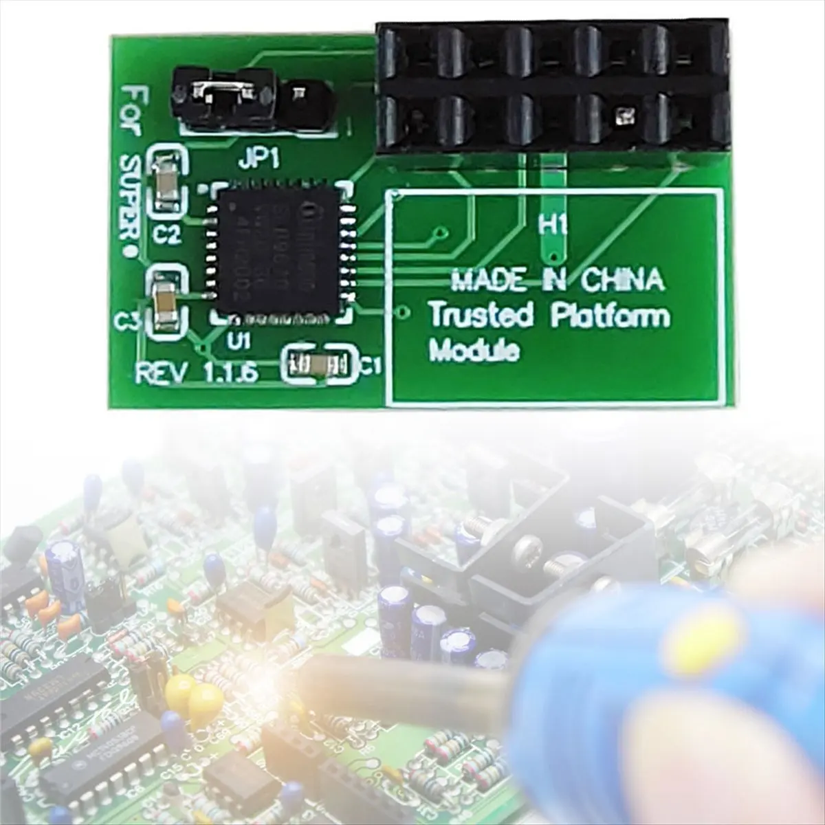 (N11R) 10핀 SPI TPM 2.0 모듈 트러스티드 플랫폼 TPM 2.0 수평형..