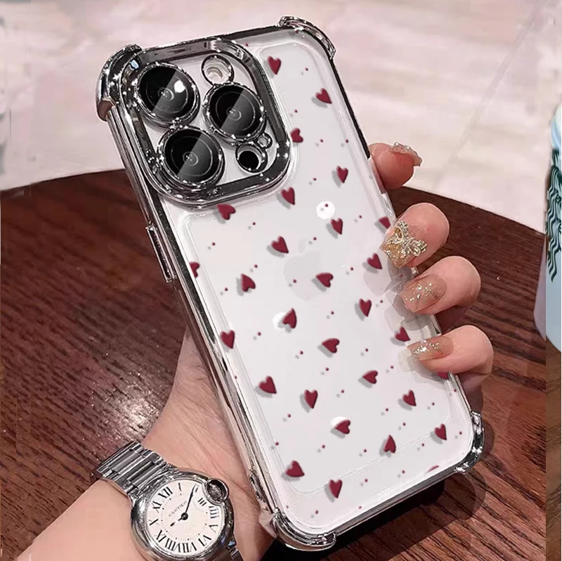 Plating Little Love Heart Phone Case Cover