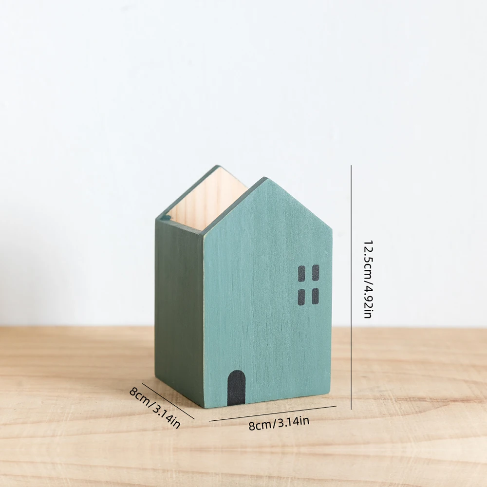 Karikatür Evi Ahşap Kalem Tutucu Kalem kabı Makyaj Fırçası Kırtasiye malzemesi saklama kutusu Öğrenci/Ofis Masaüstü Depolama Organizatör