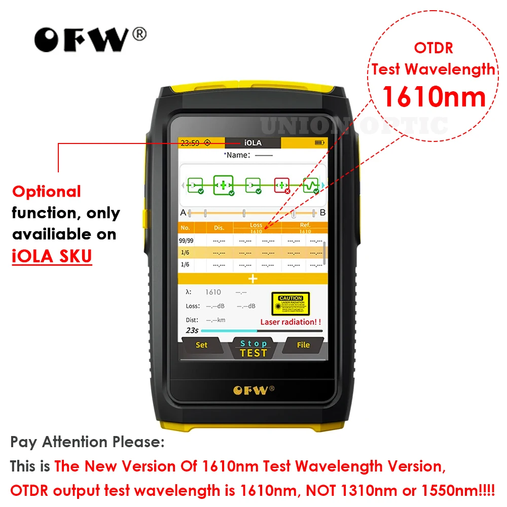 Free Shipping OFW Mini OTDR Active Fiber Live Tester 1610nm 20dB Optic Reflector Optical Reflectometer Touch Screen OPM VFL iOLA