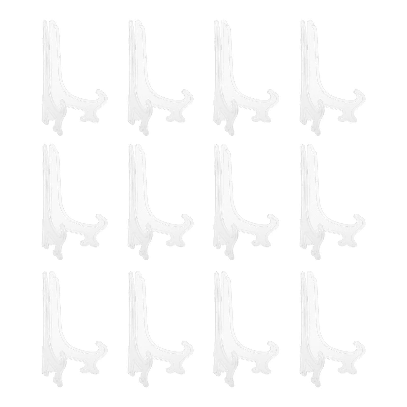 12 Pcs Transparent Hanging Rack Tea Cake Plastic Display Stand Acrylic Fold Easels Plate Holders Dish 4