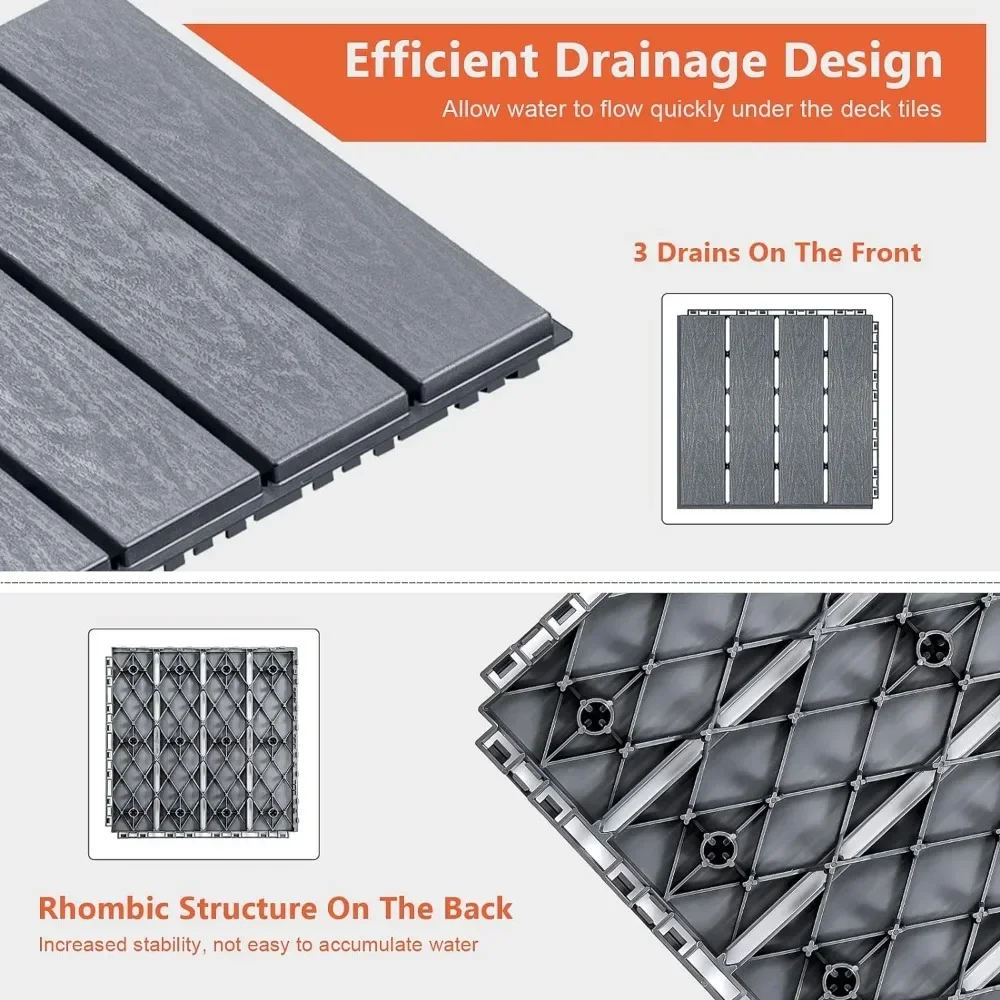 60 Pack Interlocking Deck Tiles with 32 Transition Kits 11.8"x11.8" Patio Outdoor Flooring Pallets Covering for Backyard, Shed