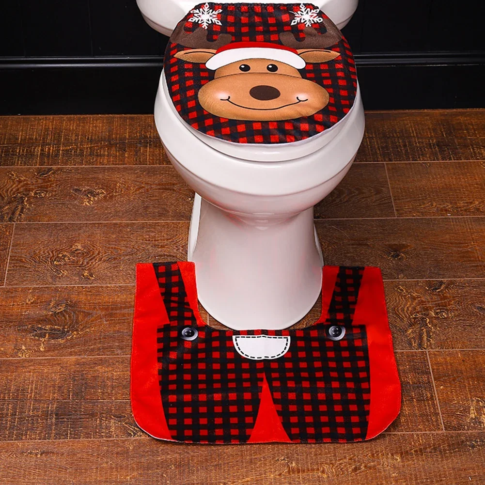 Cute Christmas Toilet Seat Covers Creative Santa Claus Bathroom Mat Xmas Supplies for Home New Year Navidad Gift Decoration