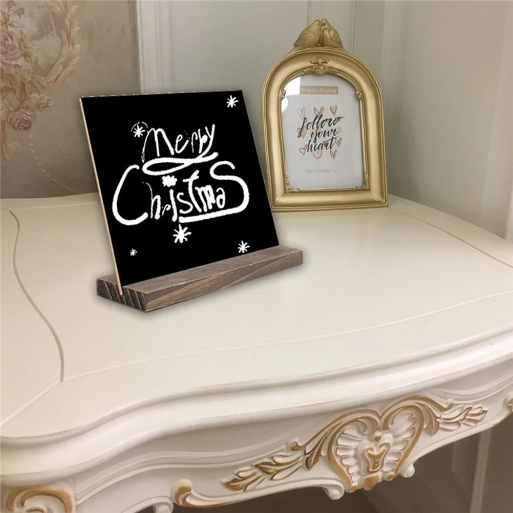 Mini Tabletop Chalkboard Signs Black Rustic Wood Base Stands Removable Board Liquid Chalk Markers Clear Images