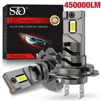 자동차 헤드램프용 이중 구리 튜브 CSP LED 전구, 자동 다이오드 램프, 캔버스 H7 LED 터보 6000K, 12V, 450000LM, H7, 360W