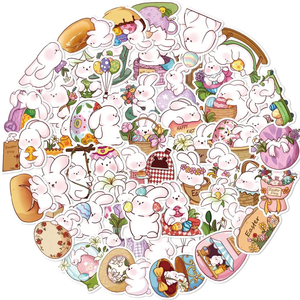 

10/25/50pcs Easter egg bunny Stickers Decals Cartoon Graffiti DIY Notebook Luggage Wall Decoration PVC Sticker