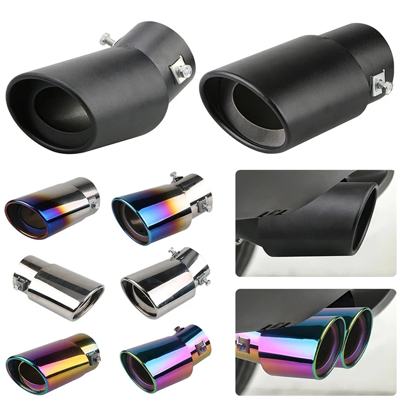 Car Exhaust Tail Pipe Universal Car Exhaust Tip Round Stainless Steel Muffler Tail Trim Chrome Auto Exhaust Pipe Silencer Pipe Inlet 1.5-2.75 Inch