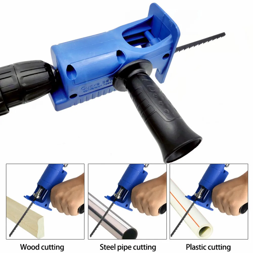 Saw Adapter Portable Reciprocating Electric Drill Modified Electric JigSaw Power Tool Wood Cutter Machine Attachment with Blades