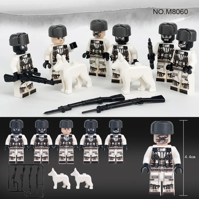 메이가오 M8060 고스트 코만도 스노우 밀리터리 미니피규어 액세서리 어린이 조립 블록 장난감 해외 도매