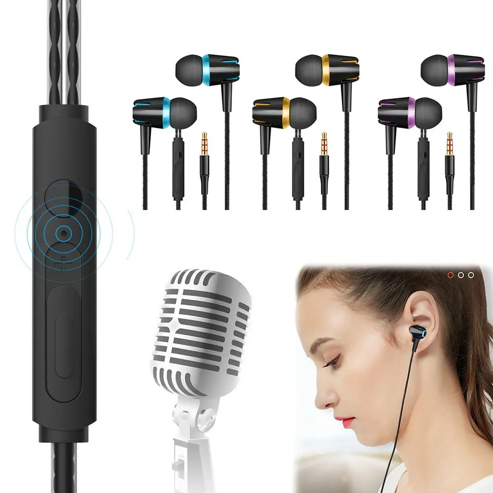 3.5mm Stereo Earphone Earbuds Bass Headphone Sports Headset With Mic for Iphone Samsung Huawei Xiaomi PC Phone