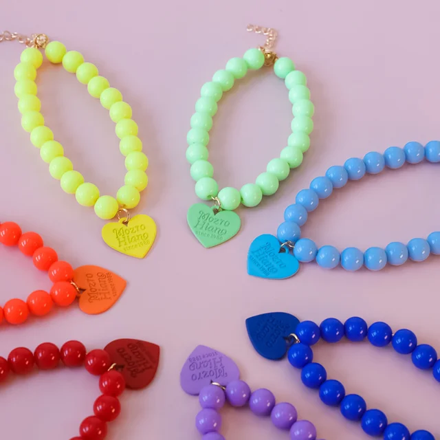Pet Colorful Love Collar Dog Pearl Necklace Rainbow Multi Color Dog Necklace Puppy Accessories Dog Accessories for Small Dogs 3
