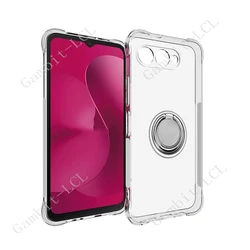 Sleek TPU Soft Cover with Back Ring Holder Bracket for T - Mobile T Phone 3 (Ring Case Clear)