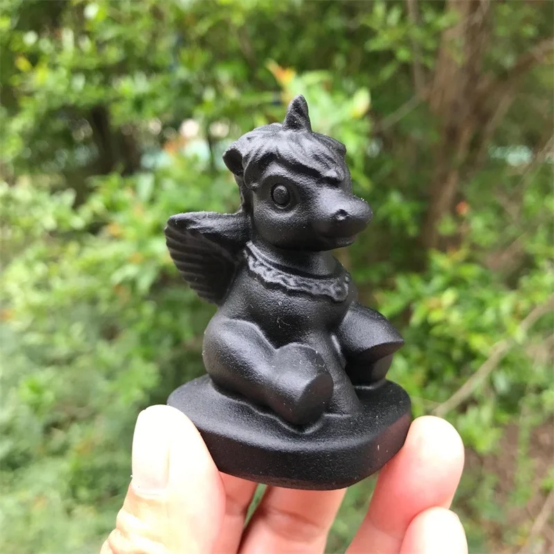 

Natural Obsidian Unicorn Animal Healing Stone Crafts Small Decoration Home Decoration Christmas Gift
