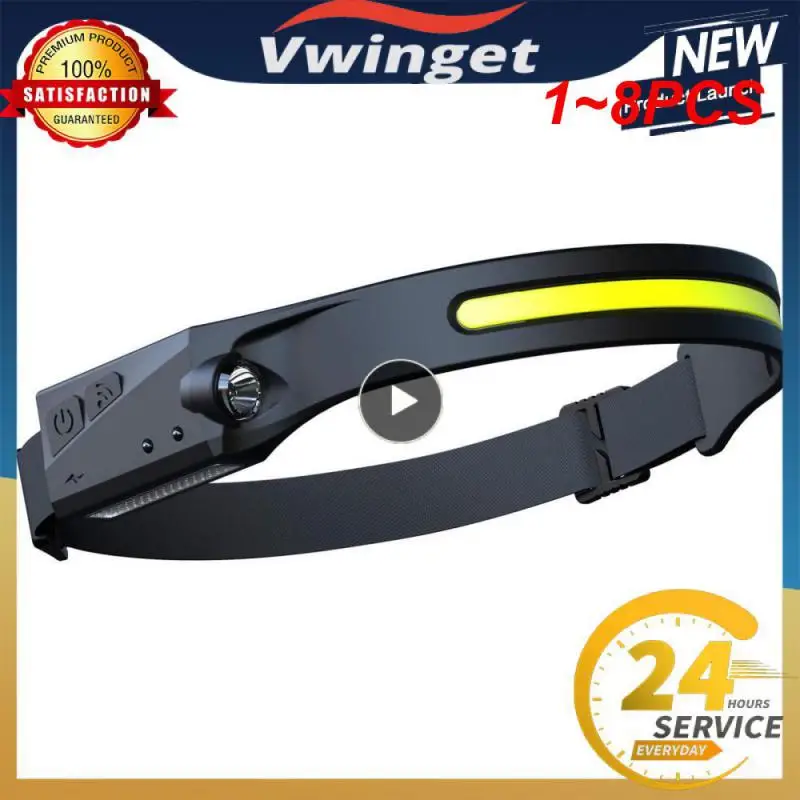 

Индукционный налобный фонарь, Головной фонарь для кемпинга, USB-зарядка, работает от встроенной батареи, 1-8 шт.