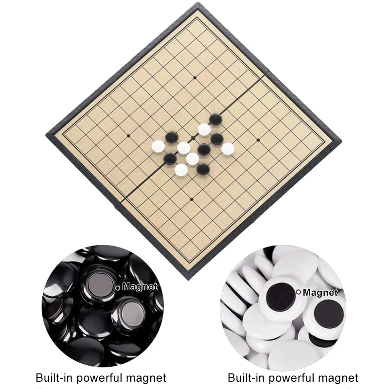 15/19 Line Magnetic Go Game Foldable Weiqi Acrylic Black White Chessman Chess Set For Children Puzzle Chess Board Game Toys Gift