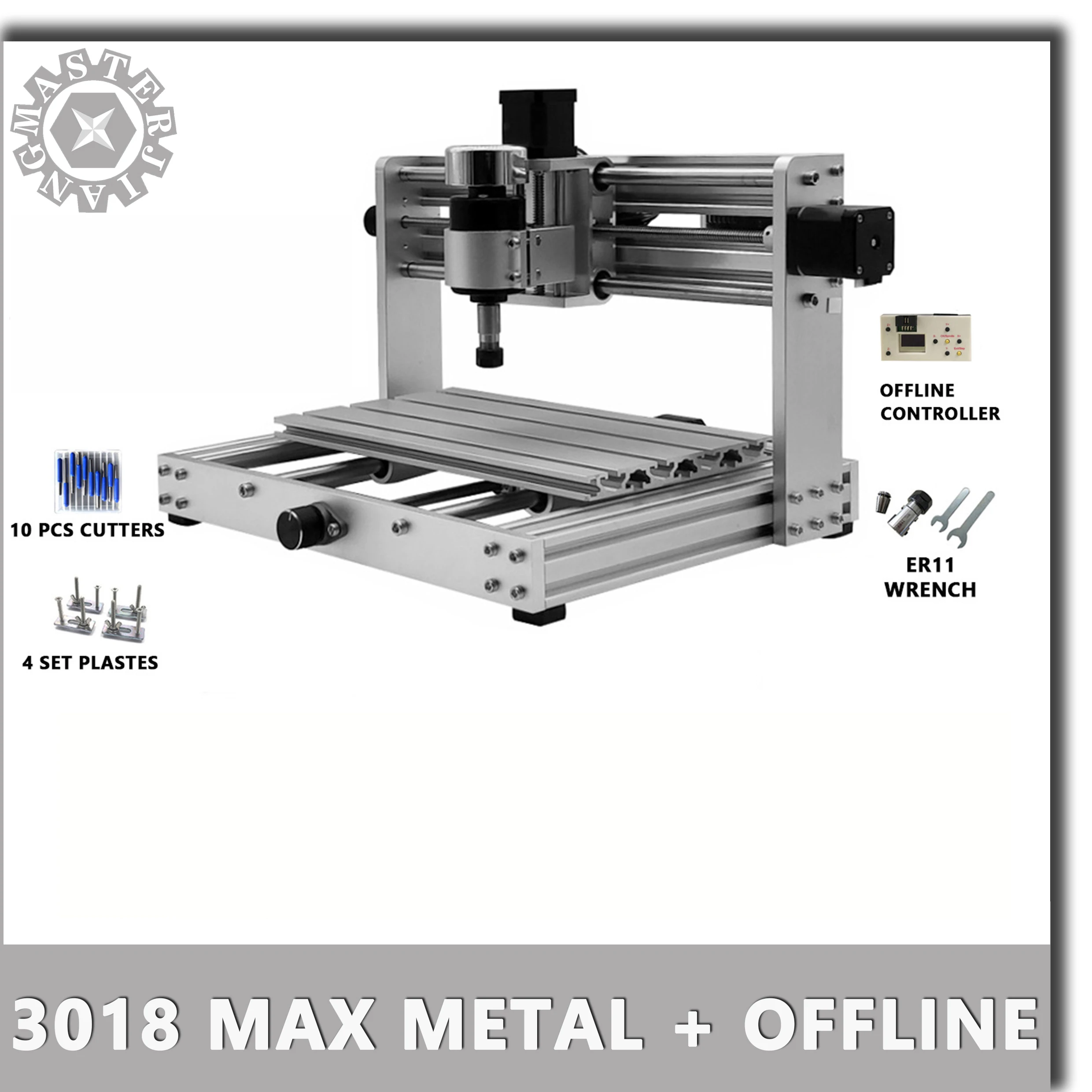 3018 Max Metal CNC GRBL control with 200W Spindle,3 Axis pcb Milling machine, metal body,Diy Wood Router support laser engraving