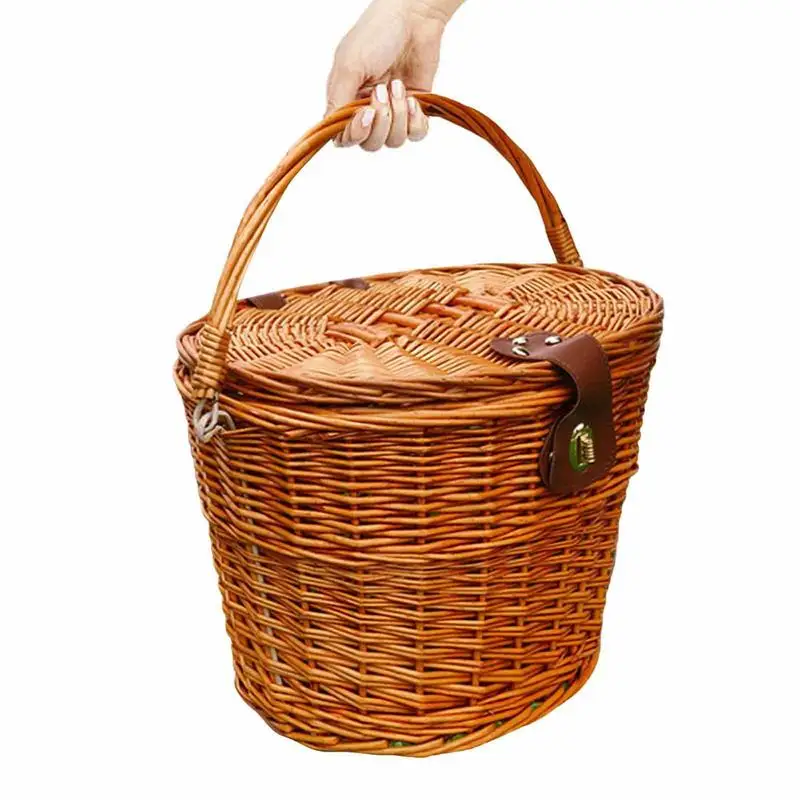 

Тканая корзина для велосипеда, прочная водонепроницаемая сумка-седло из натурального ротанга, Детский рюкзак, велосипедные сумки, аксессуары для велоспорта