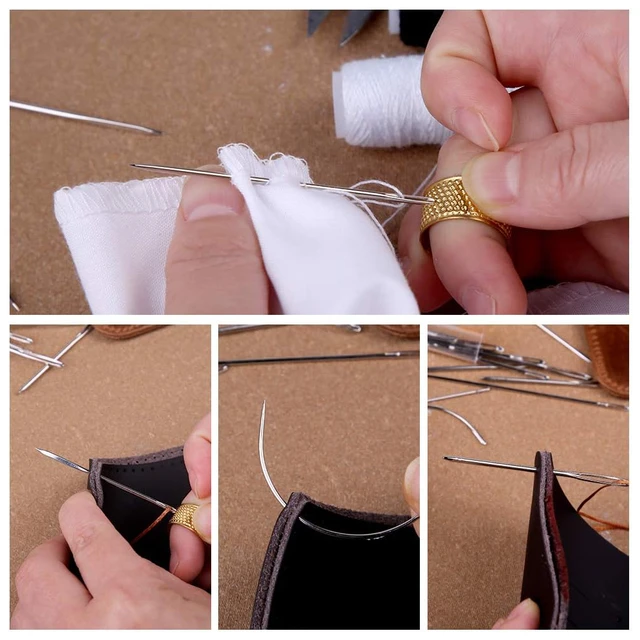 Kit Cucito Pelle 48 Pezzi - Set Riparazione Tappezzeria Con Aghi, Fili E Attrezzi