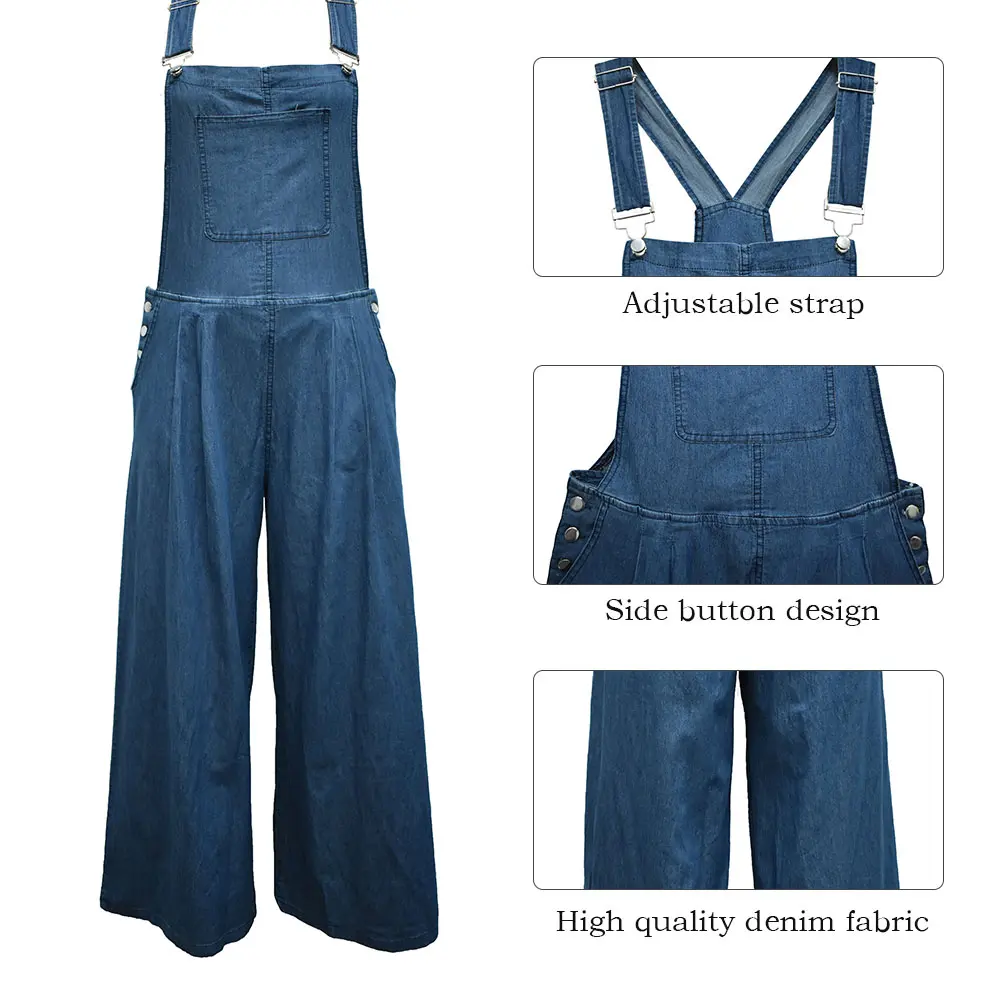 Wide Leg Jeans Denim Overalls 2022 New Minimalism Womens Rompers Loose Overalls Women Denim Jumpsuit Summer Casual Jumpsuit 8013