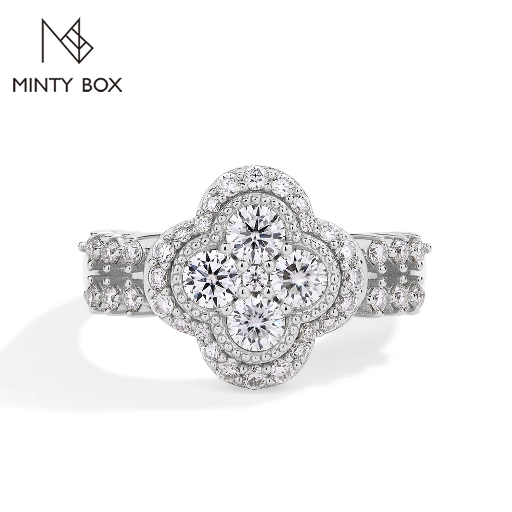 MINTYBOX-Anillo de diamante chapado en oro blanco de 18k 1