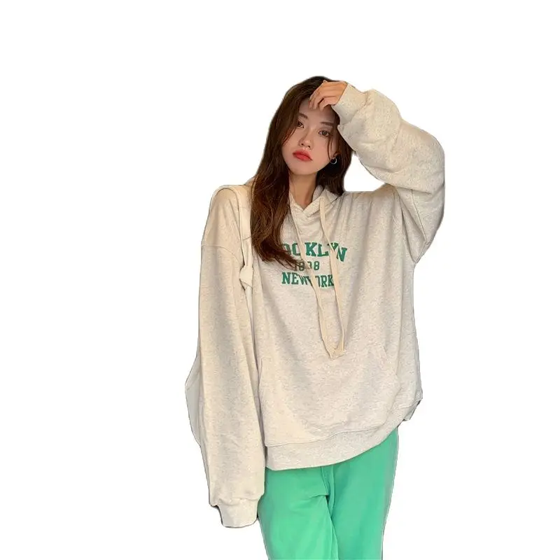 

Winter Autumn Girls Printing Hooded Hoodies Long Sleeves Loose Korean Fashion Women Hoodies