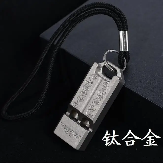 

1Pc 120dB Titanium Whistle Twin Tubes High Frequency EDC Outdoor camping Survival SOS Whistle