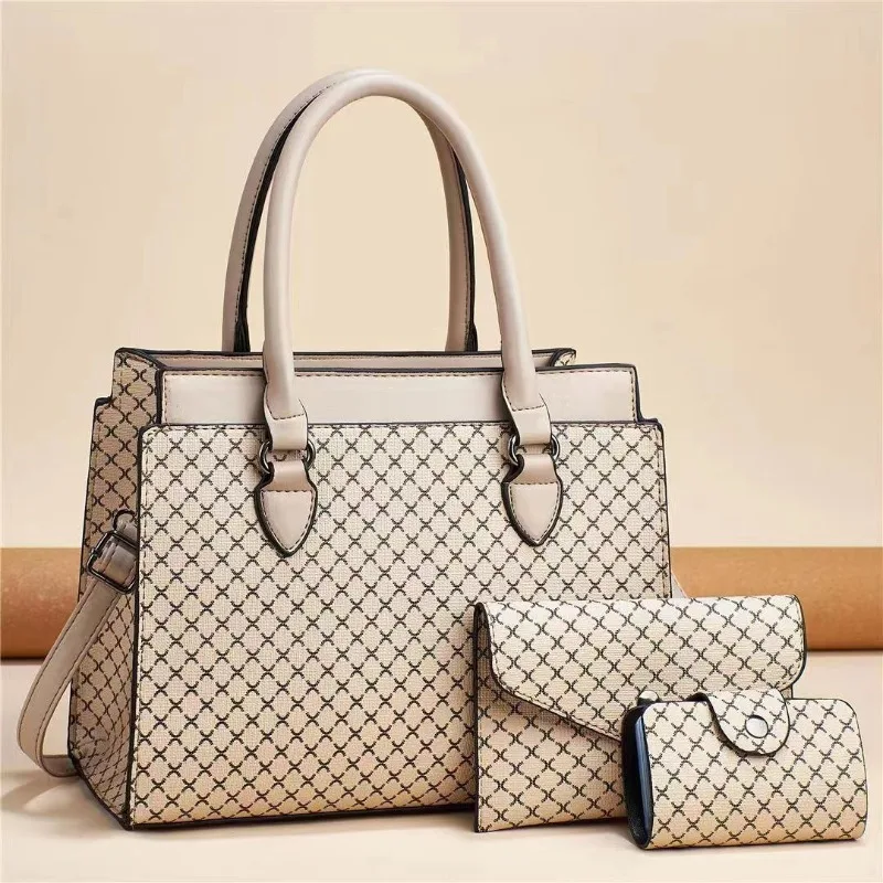 

Мужская Новая повседневная Европейская и американская мода, Вместительная деловая сумка с контрастным принтом, комплект из трех предметов, сумка для матери