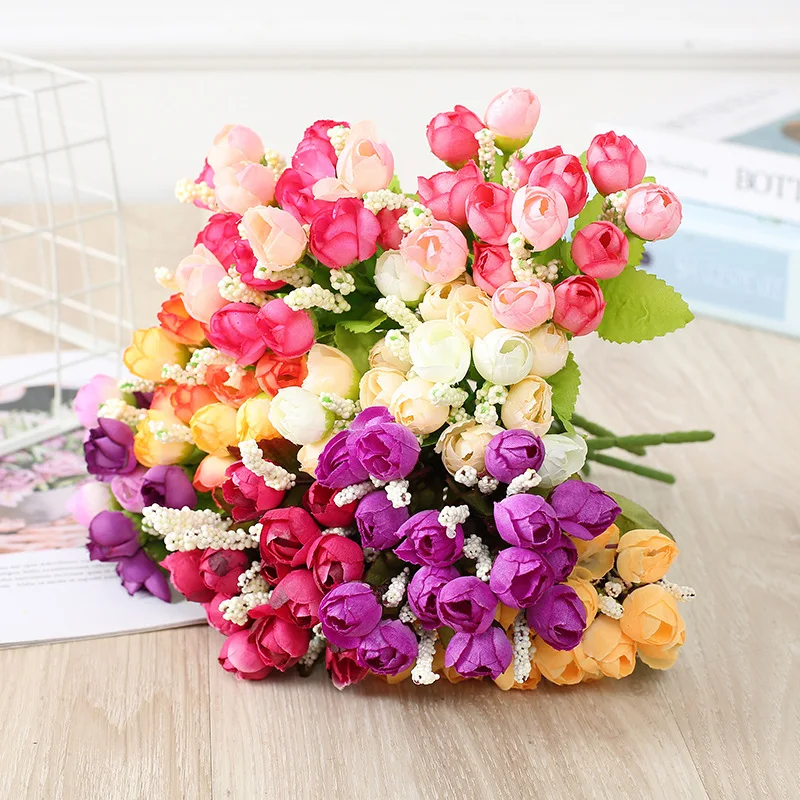 Elegant Small Bouquet of Artificial Silk Rose Flowers for Home, Party, and Wedding Decor