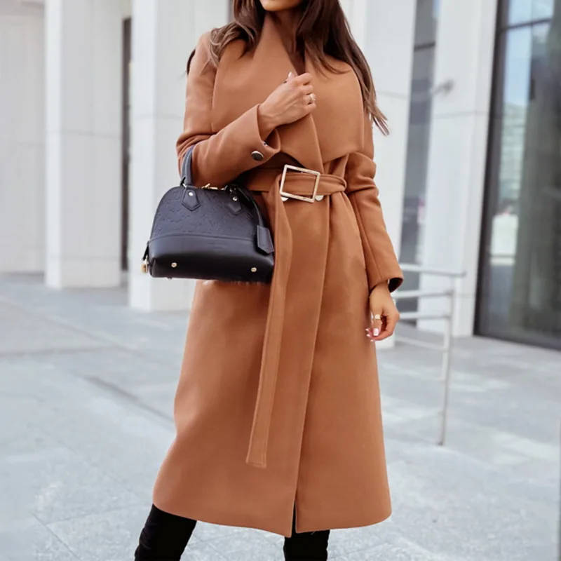Women's Autumn and Winter 2022 Temperament Mid-length Thick Woolen Long-sleeved Women's Jacket Trend Red Fashionable Woolen Coat