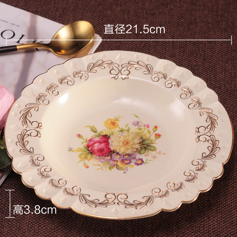 

Ceramic dish plate Household creative round fruit plate Fish dish dish European Western style tableware Steak plate