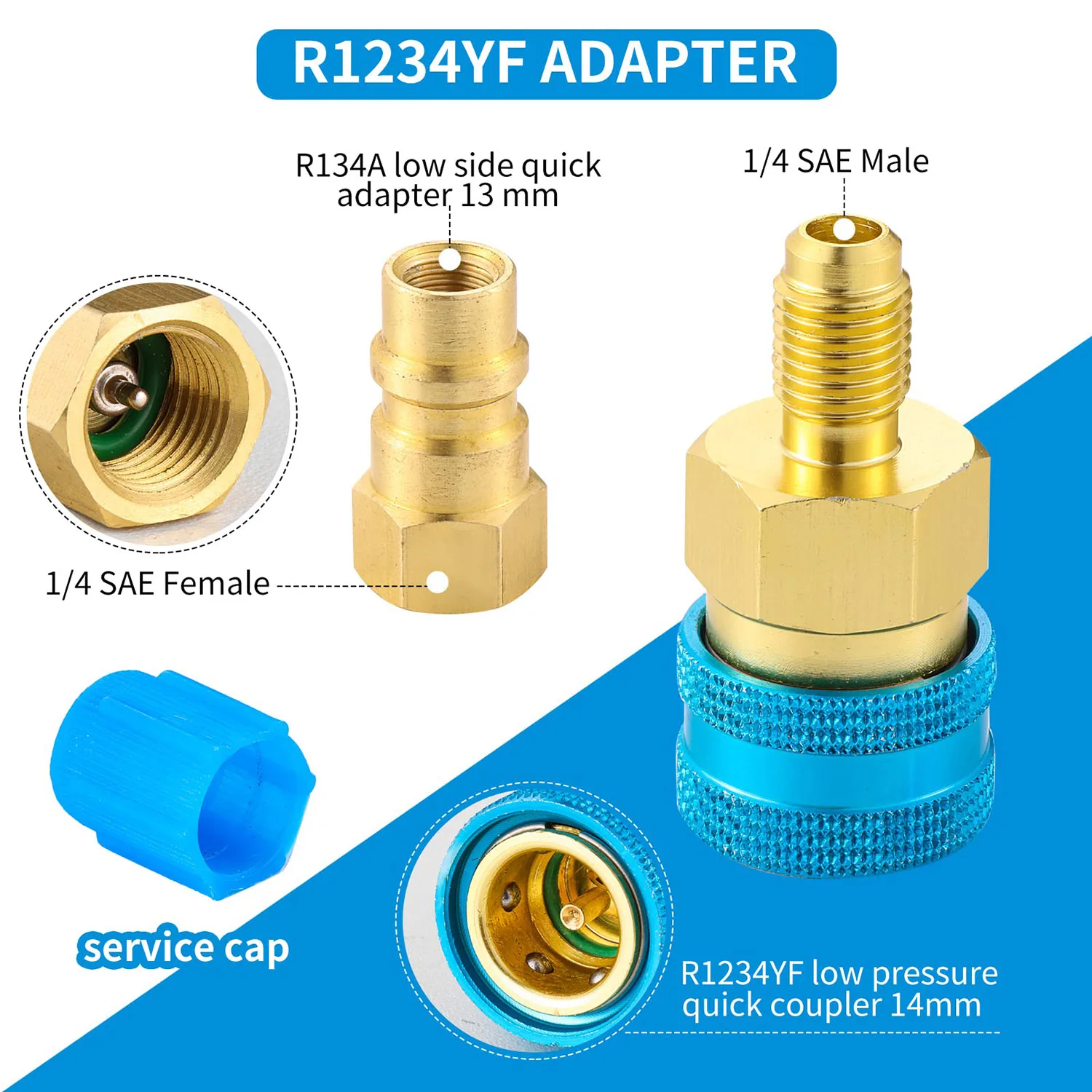 Freon R134A to R1234YF Refrigerant Gas Filling Adapter HVAC R 1234YF to 134A Inf