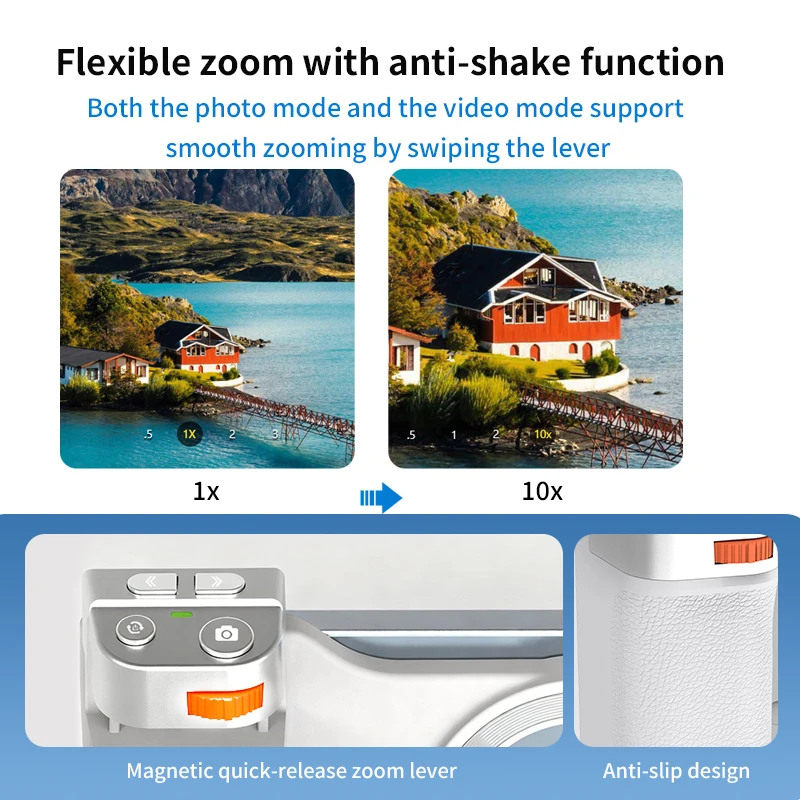 Magnetischer Bluetooth-Kameragriff mit Zoom, Auslöser, Aufhelllicht, Fernbedienung und tragbarer Handy-Stabilisator_voghion.com