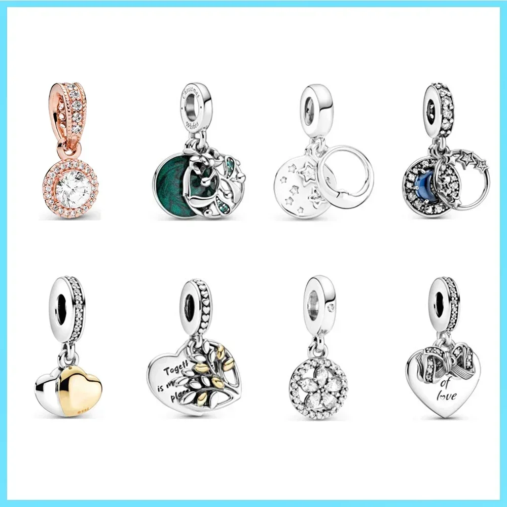 

Pan 925 Sterling Silver Shiny Safety Chain Charm Bead Bracelet Heart-to-heart, Star And Moon Shoes, Mouse Love Daisy Pendant DIY