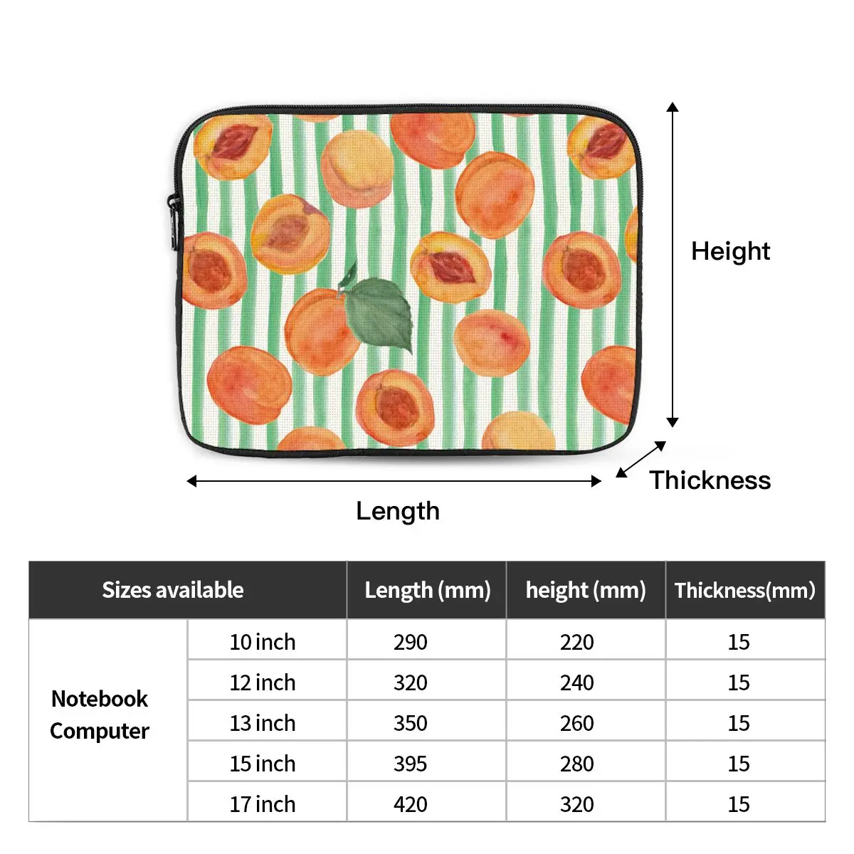  Peach Fruit Pattern Laptop Tote Bag Computer Protective Handbag  Notebook Carrying Case 10inch : Electronics