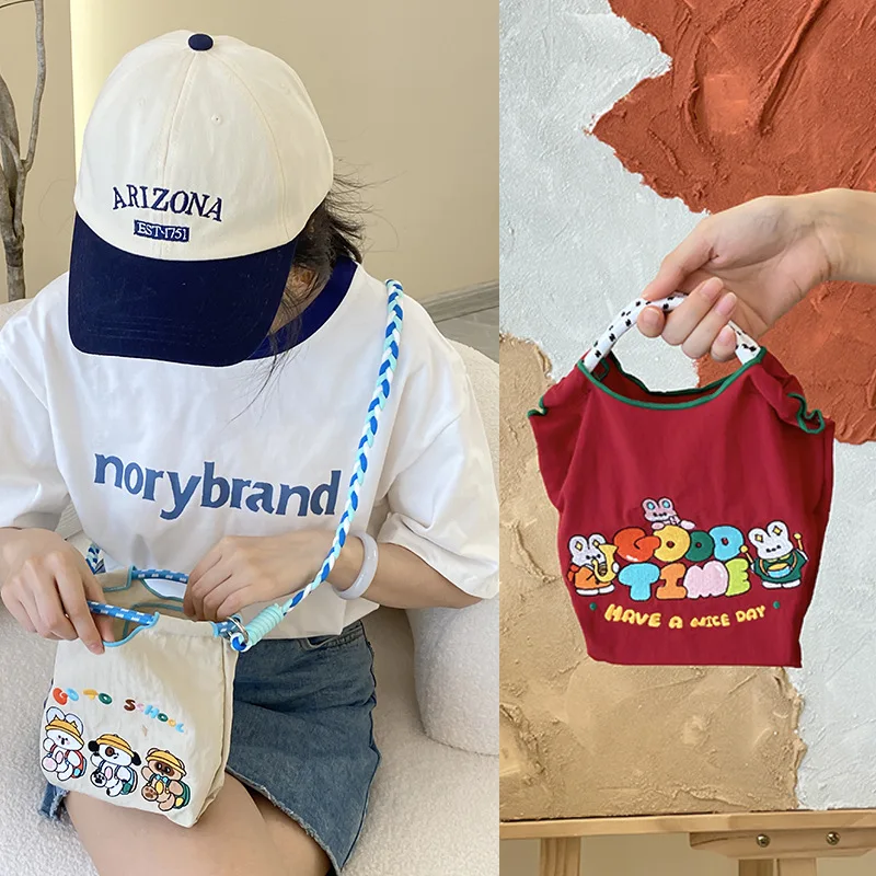 

Cute Cartoon Printing Tote Mini Rope Handle Handbags Rabbit Shoulder Crossbody Bags for Women Bunny Coins Purses Small Shopper