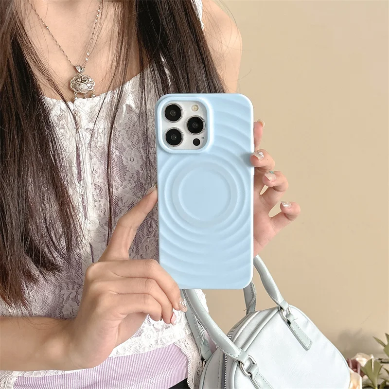 3D Water Ripple Liquid Silicone Magsafe Phone Case For iPhone