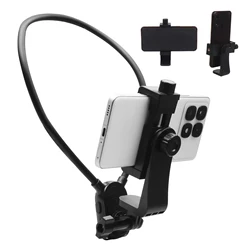 Hands - Free Phone Neck Holder with Chest Strap - Portable Adjustable Lightweight Selfie Stand (Black)