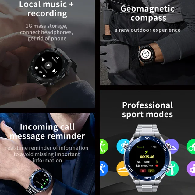 2023 New Fashion Recommend NFC ECG PPG BTCall Compass Local music player Smartwatch