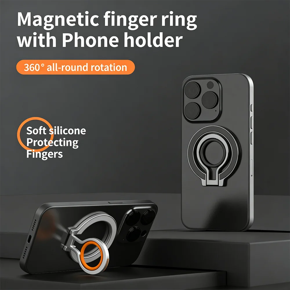 Magnetic 360° Rotating Foldable Metal Phone Ring Holder Stand