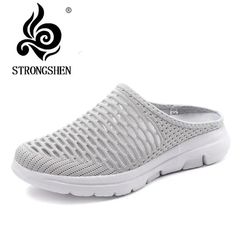 

STRONGSHEN Women Shoes Half Drag Women's Shoes Lace Mesh Surface Non-slip Wear-resistant Comfortable Daily Wear Women's Shoes