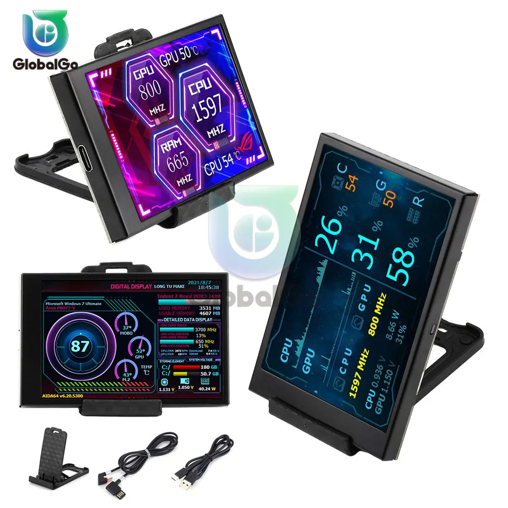 3.5ġ IPS C ǻ  ȭ CPU GPU RAM HDD  328*480 USB  г   AIDA64 Windows 10 11