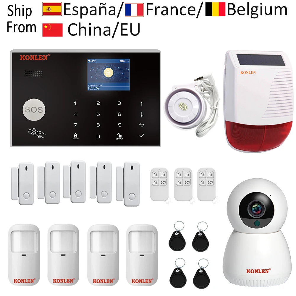 Tuya Wifi Gsm Alarm System Smart Life Camera Ip Alexa Google Security Protection Wireless