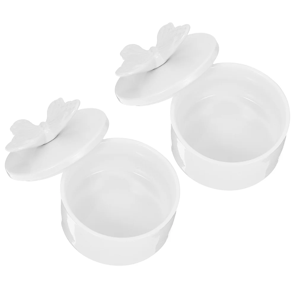 

2 Pcs Ceramic Jewelry Box Decor Necklace Organizer Earring Storage Boxes Decorate Butterfly Case Ceramics Man